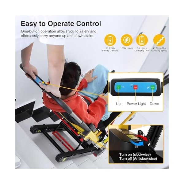 BYCDD Roue descalier motorisée – Élévateur électrique – Portable et pliable – Outil idéal pour les personnes âgées – Faible 