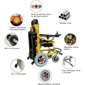 2 en 1 Fauteuil Roulant éLectrique + Monte-Escalier sur Chenilles, Endurance : 40 Km + Escaliers : 1500 Marches, Capacité De 