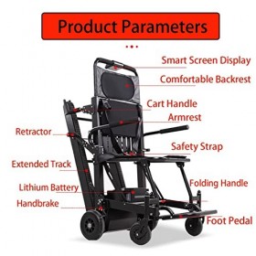 Fauteuil Roulant Électrique, Monte-Escaliers pour Patients Chaise Descalier Dévacuation Mobile, Chaise Descalier Pliante D