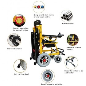 咚呱 2 en 1 Fauteuil Roulant éLectrique + Monte-Escalier sur Chenilles, Endurance : 40 Km + Escaliers : 1500 Marches, Capacité 