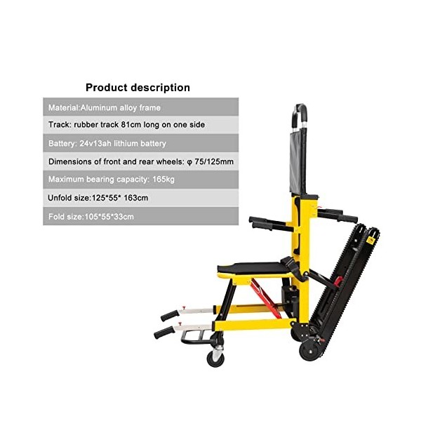 Dbtxwd Monte-escalier électrique sur chenilles, Fauteuil Roulant Manuel pour Personnes âgées handicapées, capacité de Charge 