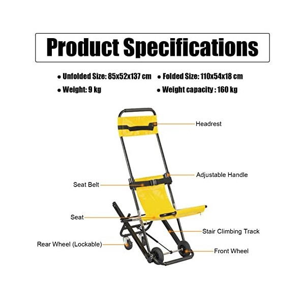 Fauteuil roulant pliable leger, Chaise roulante pliante, Monte-escaliers, Fauteuil de transfert pour personnes âgées et handi