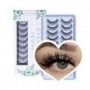 10 paires de faux cils naturels 3D False Eyelashes 3D faux cils 100% à la main court doux réutilisable cils pour les yeux b