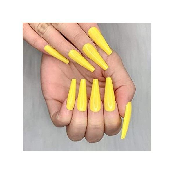 Brishow Cercueil faux ongles longue faux ongles ballerine sur les ongles complète acrylique faux ongles 20Pcs pour les femmes