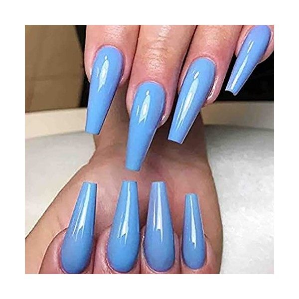 Brishow Cercueil faux ongles longue faux ongles ballerine sur les ongles complète acrylique faux ongles 20Pcs pour les femmes