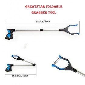 Amatt Pince de préhension pliable et rotative pour fauteuil roulant et handicapé Bleu