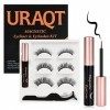 URAQT Faux Cils Magnétique Eyeliner, 3 Paires de Cils Magnetique Naturel Réutilisables avec Eye-Liner et Recourbe Cils, Faux 