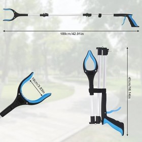 109cm Pince Ramasse Objet for Adult, 2 Pince de Préhension avec Embout Magnétique, Pince Telescopique Pliable Rotative pour A
