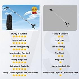 Outil de préhension robuste : lot de 2 pinces extra longues pliables de 111,8 cm et 86,4 cm pour personnes âgées avec mâchoir