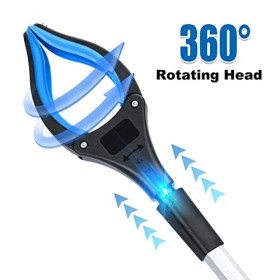 Lot de 2 pinces de préhension pliables extra longues de 81,3 cm avec prise magnétique puissante, mâchoire antidérapante rotat