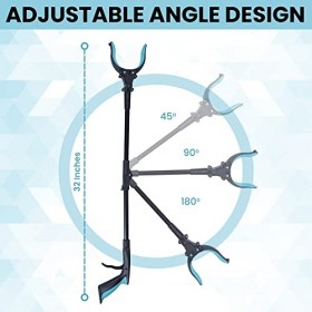 Fezeti Pique-litière pliable et antidérapant de 81,3 cm de long, pour adultes, pince mobile à 180 degrés pour handicapés, bât