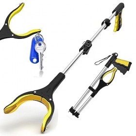 KY-Tech Bâton de ramassage de litière pliable de 81,3 cm pour adultes, aide à la main pour handicapés, bras long rotatif à 36