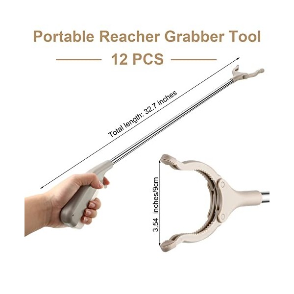 Lot de 12 pinces de préhension robustes pour personnes âgées 83 cm