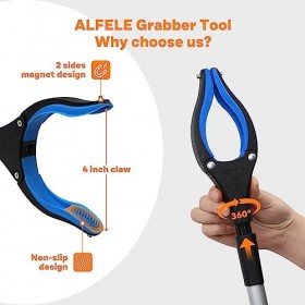 ALFELE Outil de préhension pliable, pince extra longue de 109,2 cm pour personnes âgées avec embouts magnétiques et tête rota