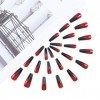 Brishow Cercueil Faux Ongles Longue Faux Ongles Rouge Noir Ballet Couverture Complète Acrylique Coller sur Les Ongles 24pcs p