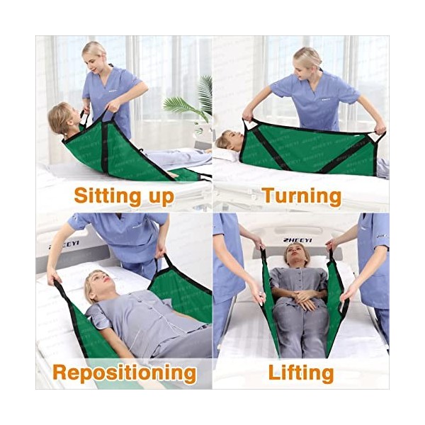 ZHEEYI Alèse de lit multifonction 99,1 x 91,4 cm avec poignées renforcées – Drap de patient réutilisable et lavable pour tour