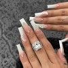 JUSTOTRY 24 Pcs Faux Ongles Long avec Snake,Blanc Heart French Press on Nails,Spider Cercueil Faux Ongle avec Colle Pour Femm