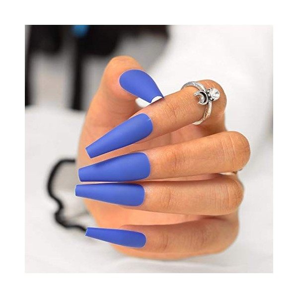 Sethexy Mat Ballerine Faux ongle Longue Cercueil Faux ongles 24 pièces Acrylique appuyer sur Art Nail Conseils pour les femme