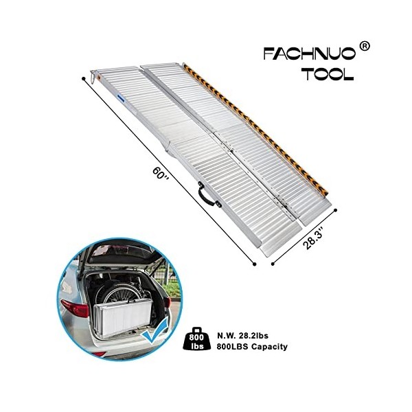 FACHNUO TOOL Rampe de seuil portable antidérapante de 1,5 m pour fauteuil roulant - 71,9 cm de large x 152,4 cm de long - Ram