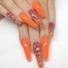 Sethexy Longue Brillant Faux ongle Briller Ballerine Orange Faux ongles Cercueil Bling Appuyez sur les ongles 20 pièces Acryl