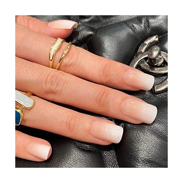 NOVO OVO Press On Faux ongles à coller MILK CAP Dégradé Ombre France Conseil Nude à Blanc Court Moyen Carré Opaque Faux Ongle