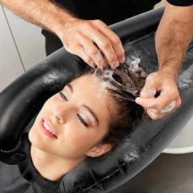 Bac a Shampoing Domicile Coiffure Lave Tete, pour Laver Les Cheveux Lavage en PVC pour Handicapées Enceintes Enfants Personne