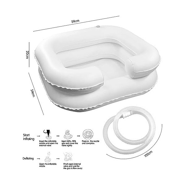 Lavabo à Cheveux Gonflable Portable Lavabo Gonflable pour Shampoing avec Tube de Drainage Bassin Gonflable pour Laver les Che