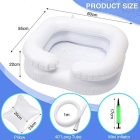 Powmag Lavabo gonflable portable pour chevet, bassin de lavage des cheveux gonflable portable avec drain pour femmes enceinte