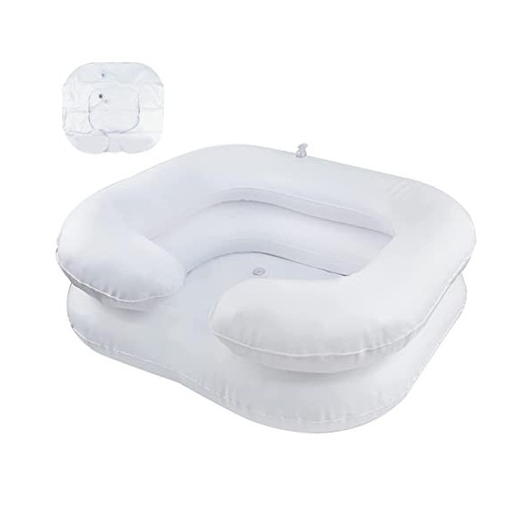 Aolkee Lavabo Gonflable Portable pour chevet, Bac lavage cheveux domicile, bac shampoing domicile, lit pour personnes âgées, 