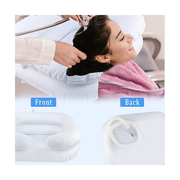 Aolkee Lavabo Gonflable Portable pour chevet, Bac lavage cheveux domicile, bac shampoing domicile, lit pour personnes âgées, 