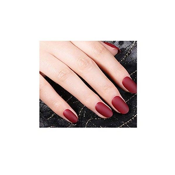 24 PCS mat vin rouge faux ongles couverture complète courte presse acrylique sur faux ongles pour femmes et filles