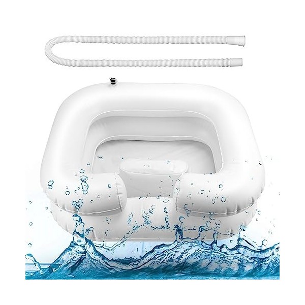 Lavabo à Cheveux Gonflable Portable, Bassin Gonflable pour Laver les Cheveux avec Tuyaux dÉvacuation, Bac a Shampoing Domici