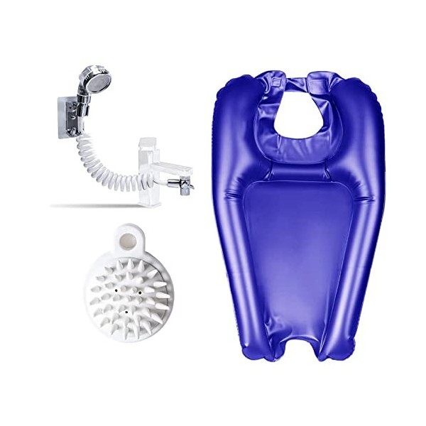 Lavabo Portable Gonflable, DOYUKY Lave-Cheveux Gonflable en Pvc avec une Pomme de Douche + une Brosse le Shampooing, Douchett