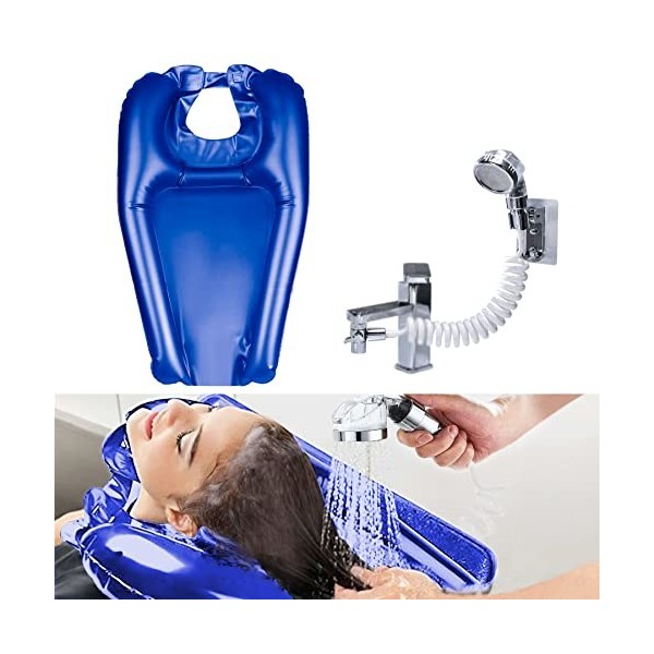 Lave-tête gonflable pour Lavage Cheveux - Lavande Portable avec Croquet et Tuyau Flexible.Appuie-tête Lave-Cheveux Cheveux Ch