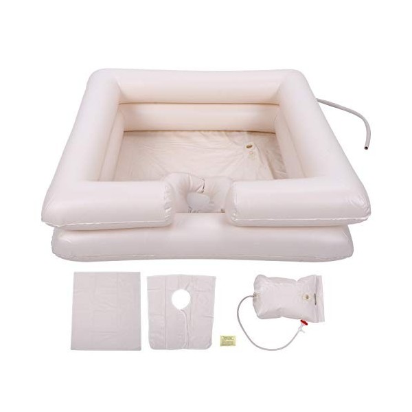 Kit de Bassin de Shampoing Gonflable au Chevet, Plateau de Lavage des Cheveux pour Lit Facile pour Personnes Handicapées et â