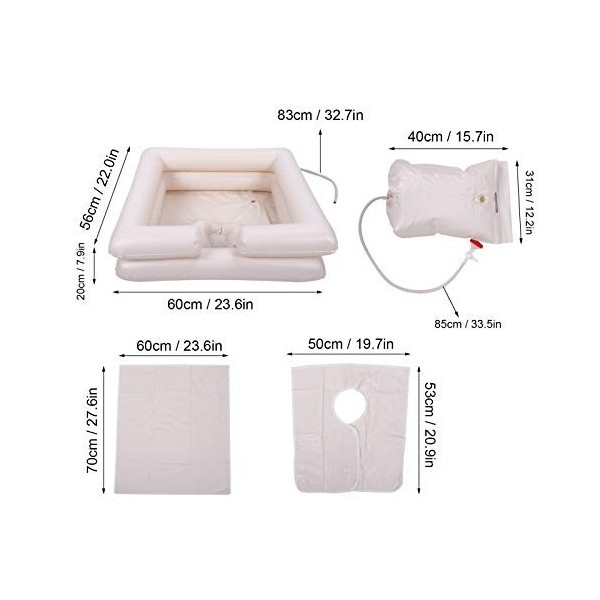 Kit de Bassin de Shampoing Gonflable au Chevet, Plateau de Lavage des Cheveux pour Lit Facile pour Personnes Handicapées et â