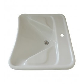 Lavabo de salle de bain ergonomique pour personnes handicapées et personnes âgées en céramique blanche