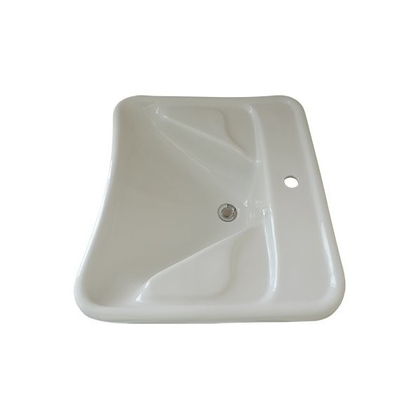 Lavabo de salle de bain ergonomique pour personnes handicapées et personnes âgées en céramique blanche