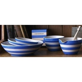 Cornishware Bassine à pudding à rayures bleues et blanches 1,1 l