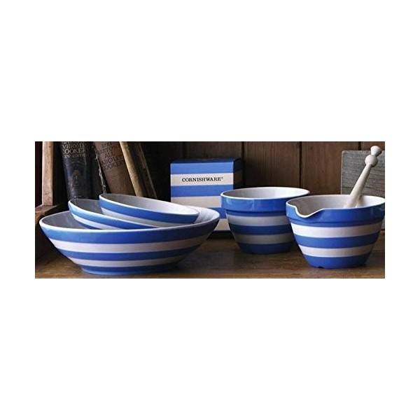 Cornishware Bassine à pudding à rayures bleues et blanches 1,1 l