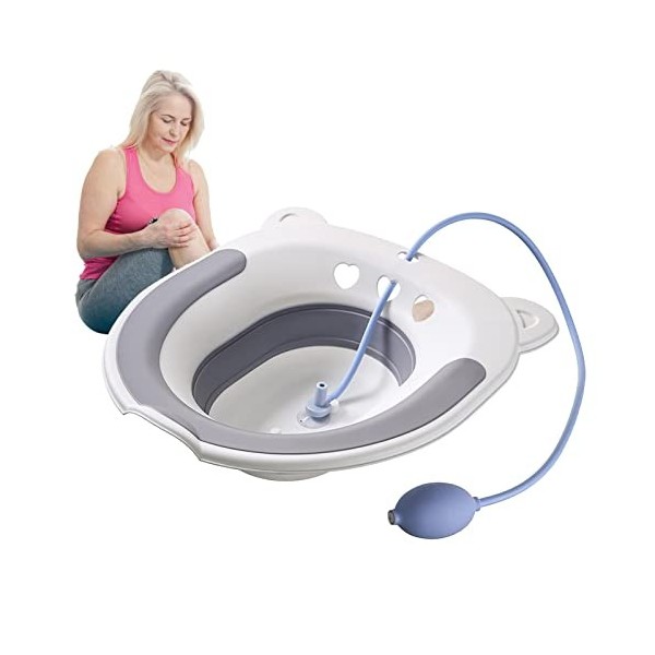 BUNIQ siège pour Les hémorroïdes - Toilette Bain Pliable pour hémorroïdes Sitz - Bain Assis apaisant et curatif avec Chasse d