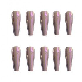Faux ongles miroir violet, 24 pièces presse sur les ongles cercueil longue couverture complète ballerine joli ongle quotidien