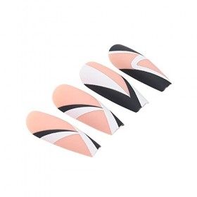 Brishow Faux Ongles Appuyez sur les Ongles Courts Faux Ongles Ballerine Acrylique Bâton sur les Ongles 24pcs pour Femmes et F