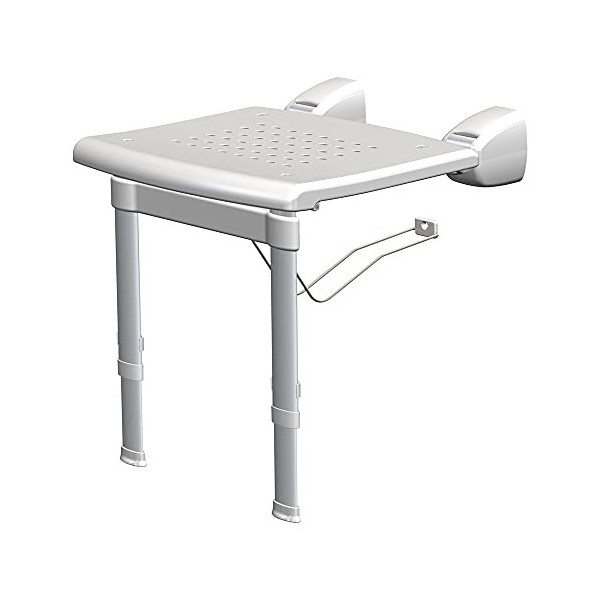 SecuCare - 8045.005.03 - Siège de Douche à Fixer au Mur Pliable avec Pieds Extensibles 420 x 380 mm