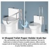 Barre Dappui De Sécurité Pliante Pour Toilettes 70CM Barre Dappui Wc Handicapé Avec porte-papier hygiénique Mural Barre dap