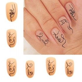 Lot de 24 faux ongles courts avec colle à ongles en ABS pour femme et fille