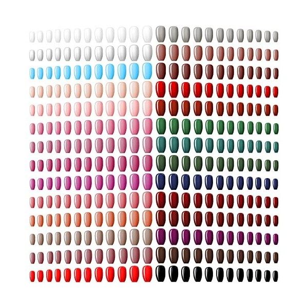 672 Pièces 28 Sets Faux Ongles de Cercueil de Ballerine Faux Ongles à Couverture Complète Ongles Artificiels en Plastique Ong