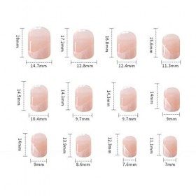 Bramian Lot de 24 faux ongles à coller pour femmes et filles Motif ballerine française