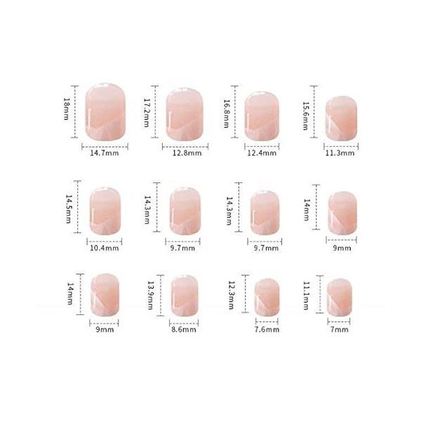 Bramian Lot de 24 faux ongles à coller pour femmes et filles Motif ballerine française