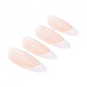 Brishow Faux Ongles Courts Français Faux Ongles Perle Presse sur Ongles Ballerine Acrylique Bâton sur Ongles 24pcs pour Femme
